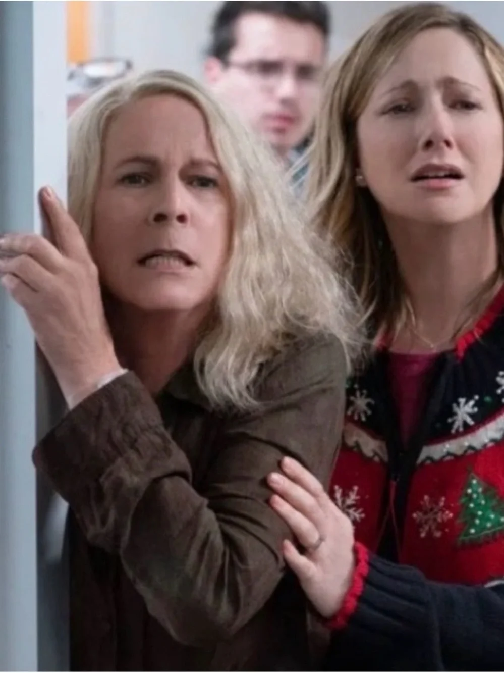 Women Red Holiday Christmas Snowflake & Tree Knit Cardigan ASO Halloween Movie